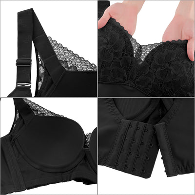 Women's Push Up Full Coverage Wirefree Lift Lace Non Padded Bras