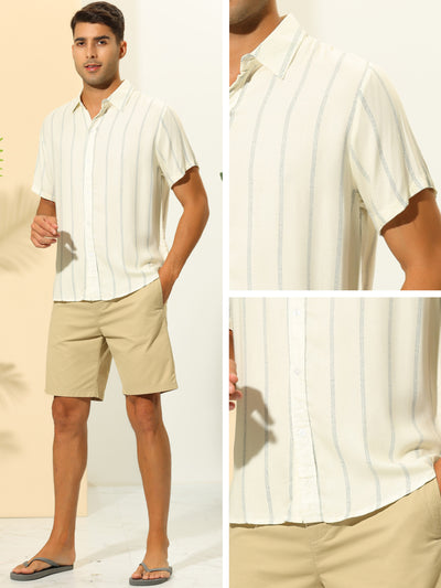 Striped Button Down Casual Short Sleeve Summer Hawaiian Shirts