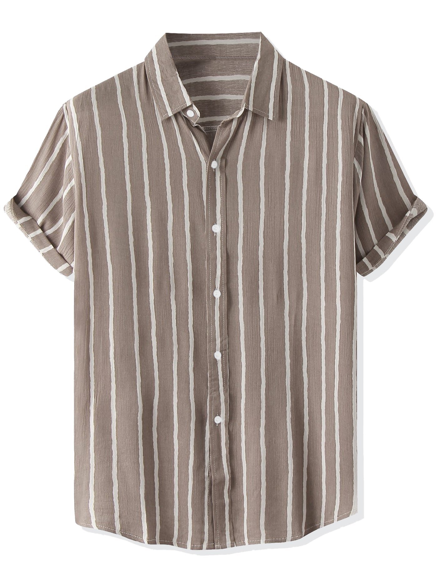 Bublédon Striped Button Down Casual Short Sleeve Summer Hawaiian Shirts
