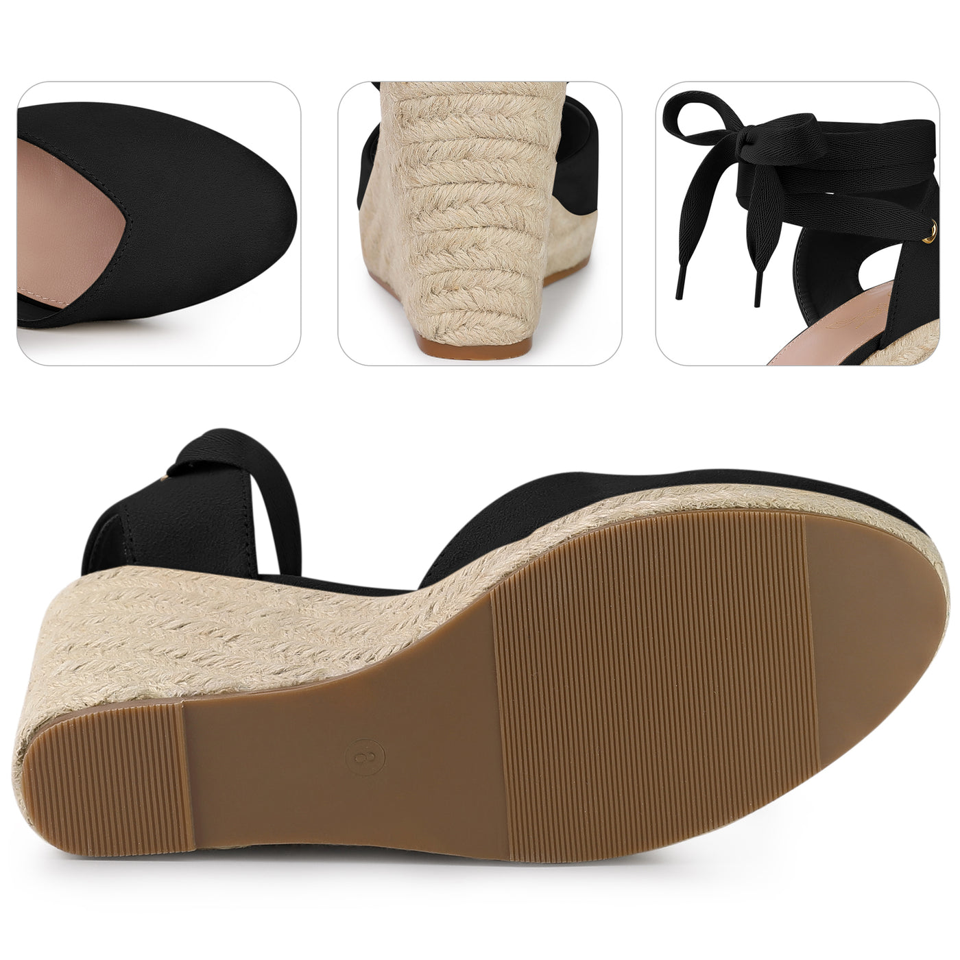 Bublédon Perphy Espadrille Platform Wedge Heel Lace Up Sandals for Women