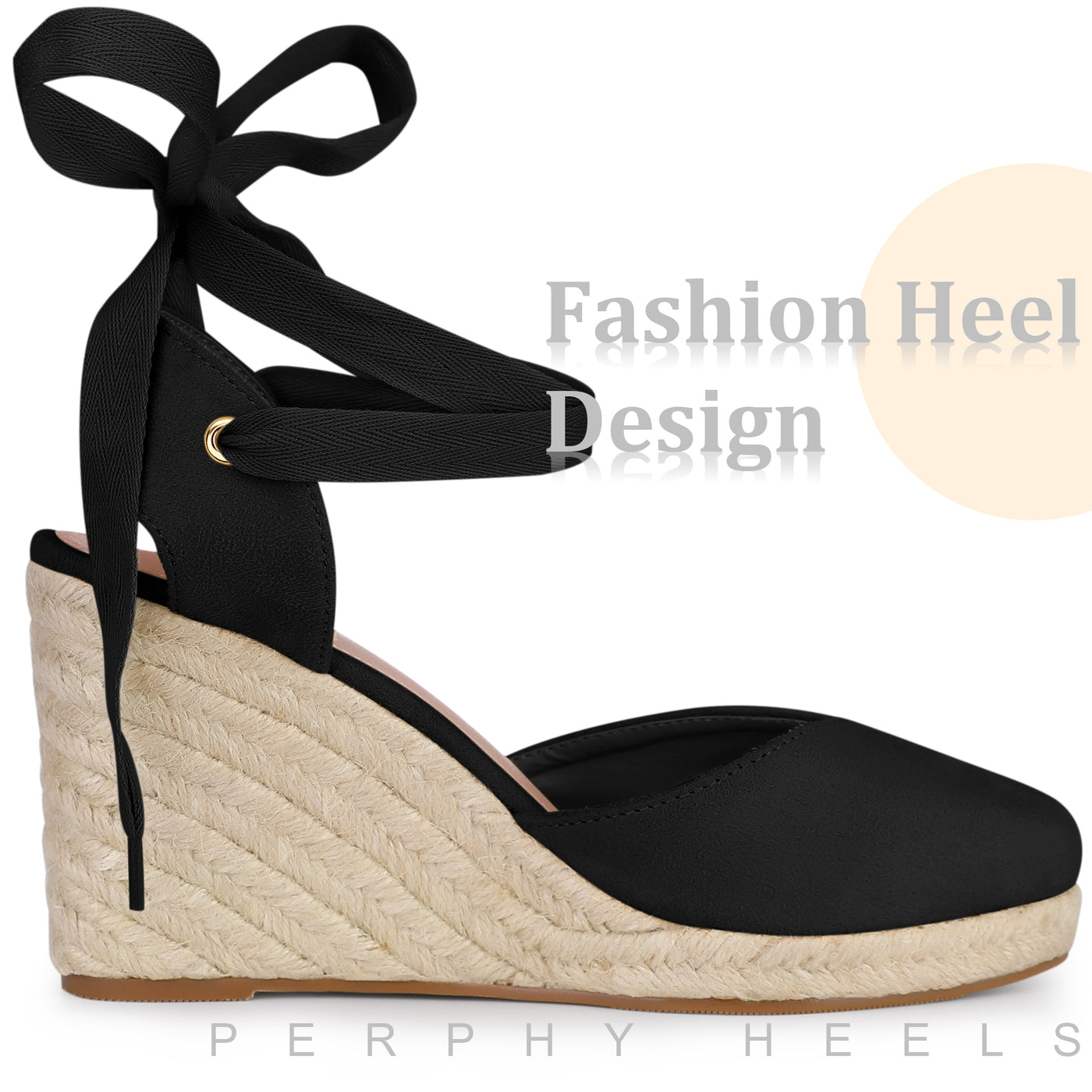 Bublédon Perphy Espadrille Platform Wedge Heel Lace Up Sandals for Women