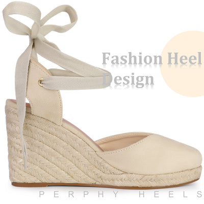 Perphy Espadrille Platform Wedge Heel Lace Up Sandals for Women
