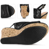 Perphy Lace Platform Heel Slingback Wedges Sandals for Women