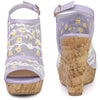 Perphy Lace Platform Heel Slingback Wedges Sandals for Women