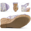 Perphy Lace Platform Heel Slingback Wedges Sandals for Women