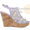 Perphy Lace Platform Heel Slingback Wedges Sandals for Women