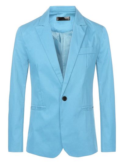 Men's Casual Blazer One Button Slim Fit Lightweight Suit Jacket