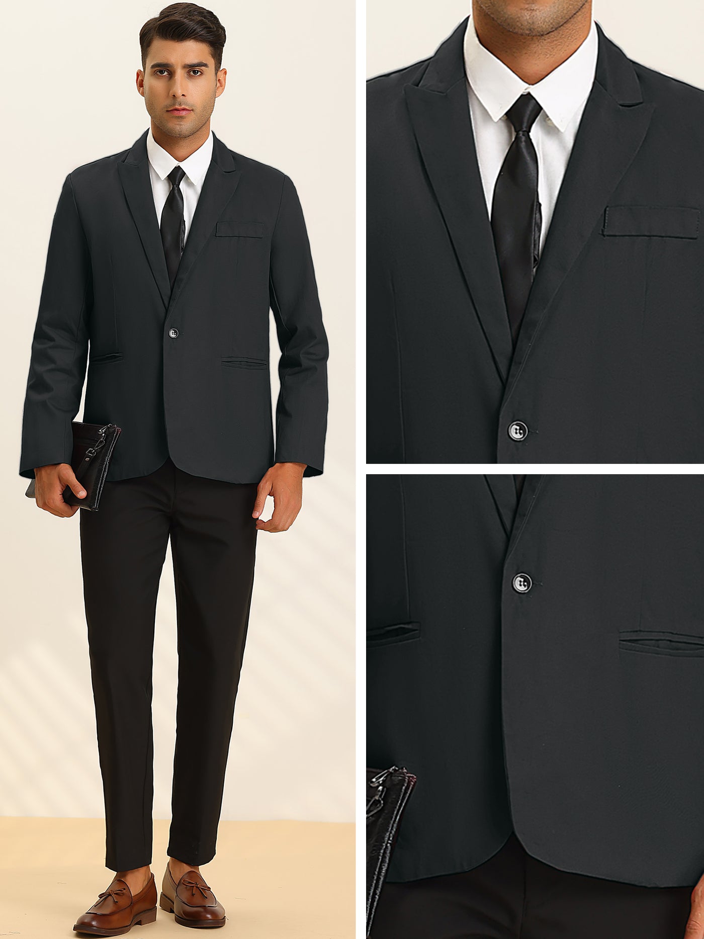 Bublédon Men's Casual Blazer One Button Slim Fit Lightweight Suit Jacket