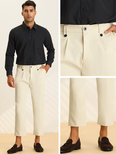 Men's Cropped Pants Slim Fit Business Tapered Trousers