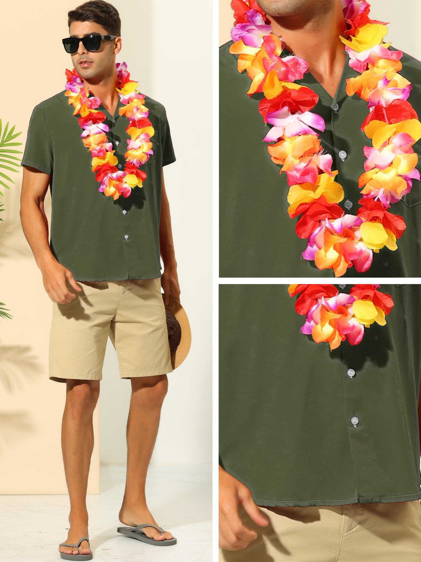 Bublédon Summer Shirt for Men's Camp Collar Short Sleeves Button Down Casual Beach Shirts