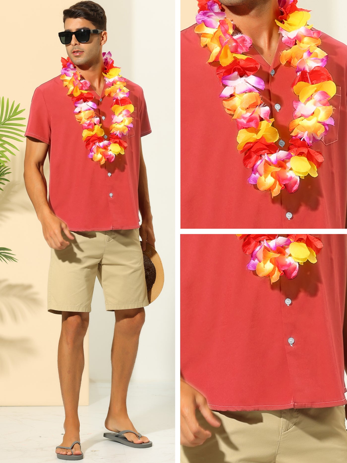 Bublédon Summer Camp Collar Button Down Short Sleeve Hawaiian Shirts