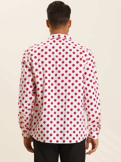 Men's Polka Dots Button Down Long Sleeves Slim Fit Shirts