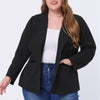 Knit H Line Notched Lapel Long Sleeve Blazer