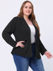 Knit H Line Notched Lapel Long Sleeve Blazer