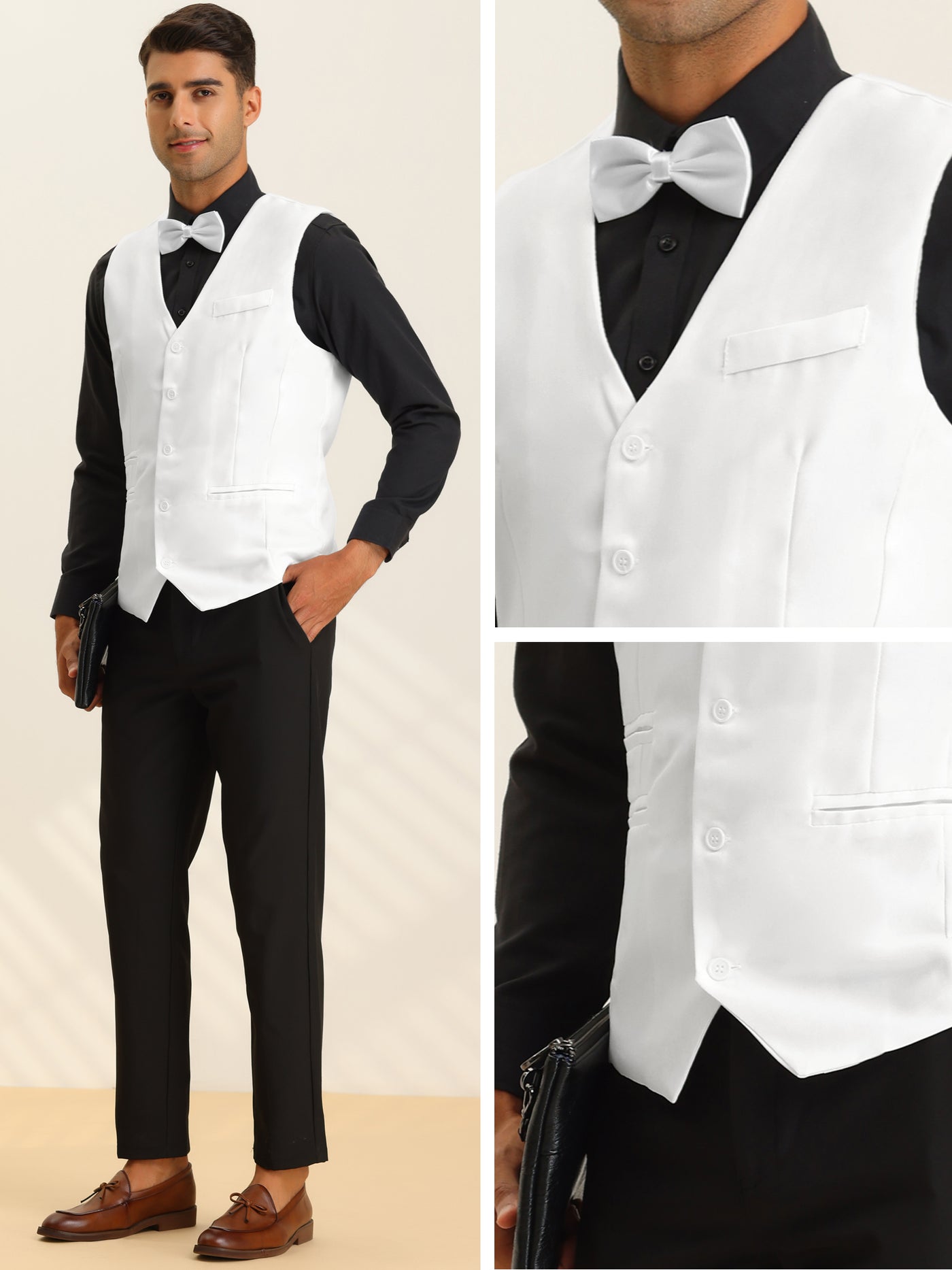 Bublédon Men's Business Waistcoat Slim Fit V-Neck Formal Suit Vest