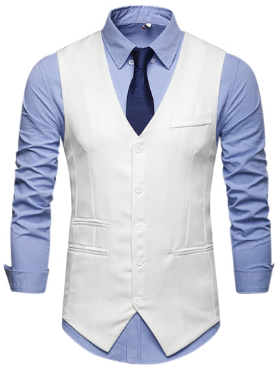 Men's Business Waistcoat Slim Fit V-Neck Formal Suit Vest