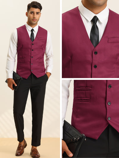 Men's Business Waistcoat Slim Fit V-Neck Formal Suit Vest