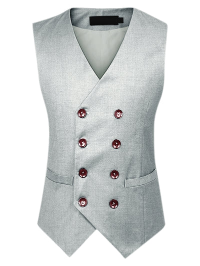 Men's Suits Vest V-Neck Sleeveless Double Breasted Business Waistcoat