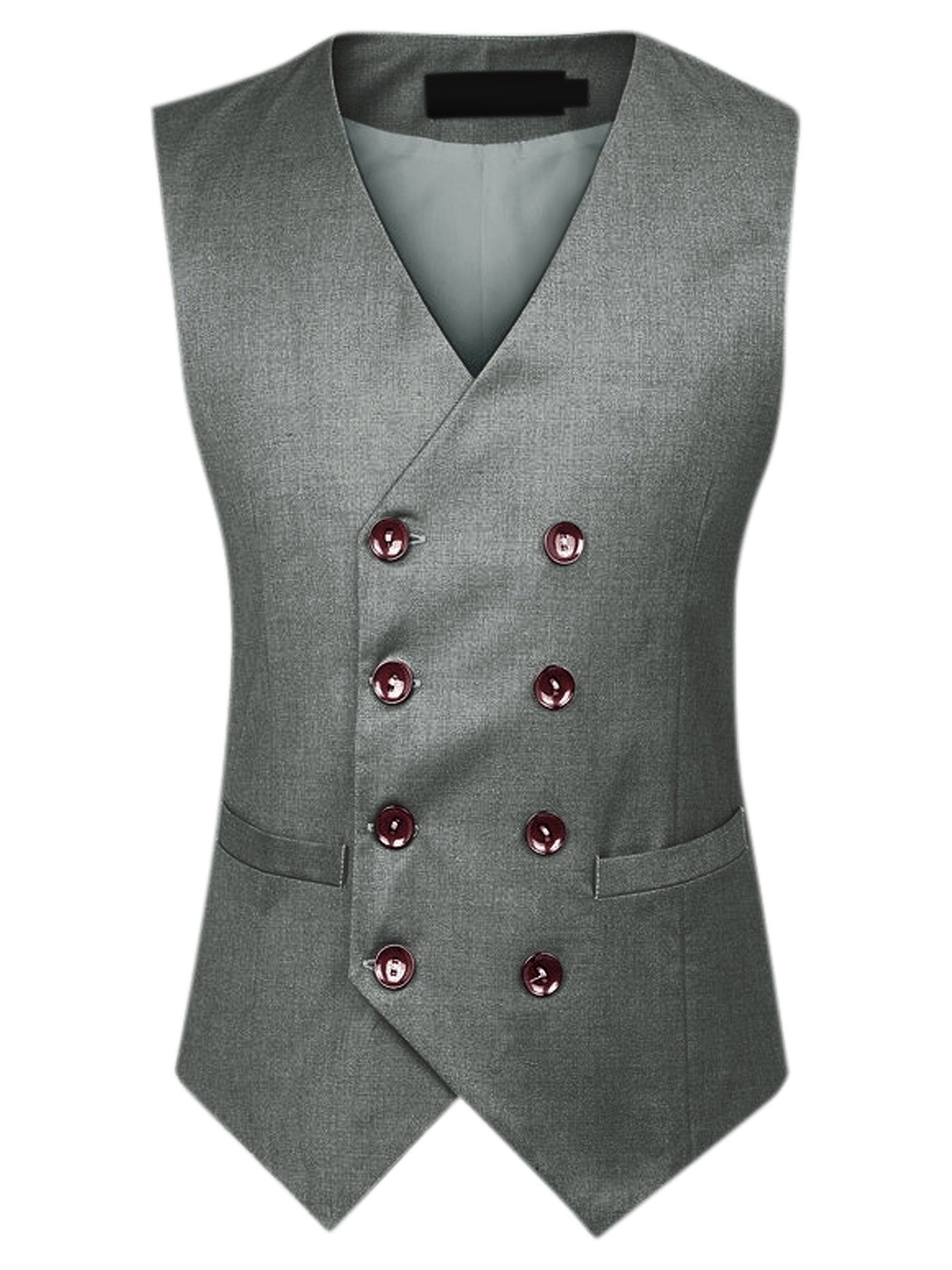 Bublédon Men's Suits Vest V-Neck Sleeveless Double Breasted Business Waistcoat