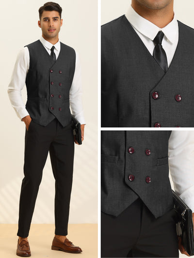 Men's Suits Vest V-Neck Sleeveless Double Breasted Business Waistcoat