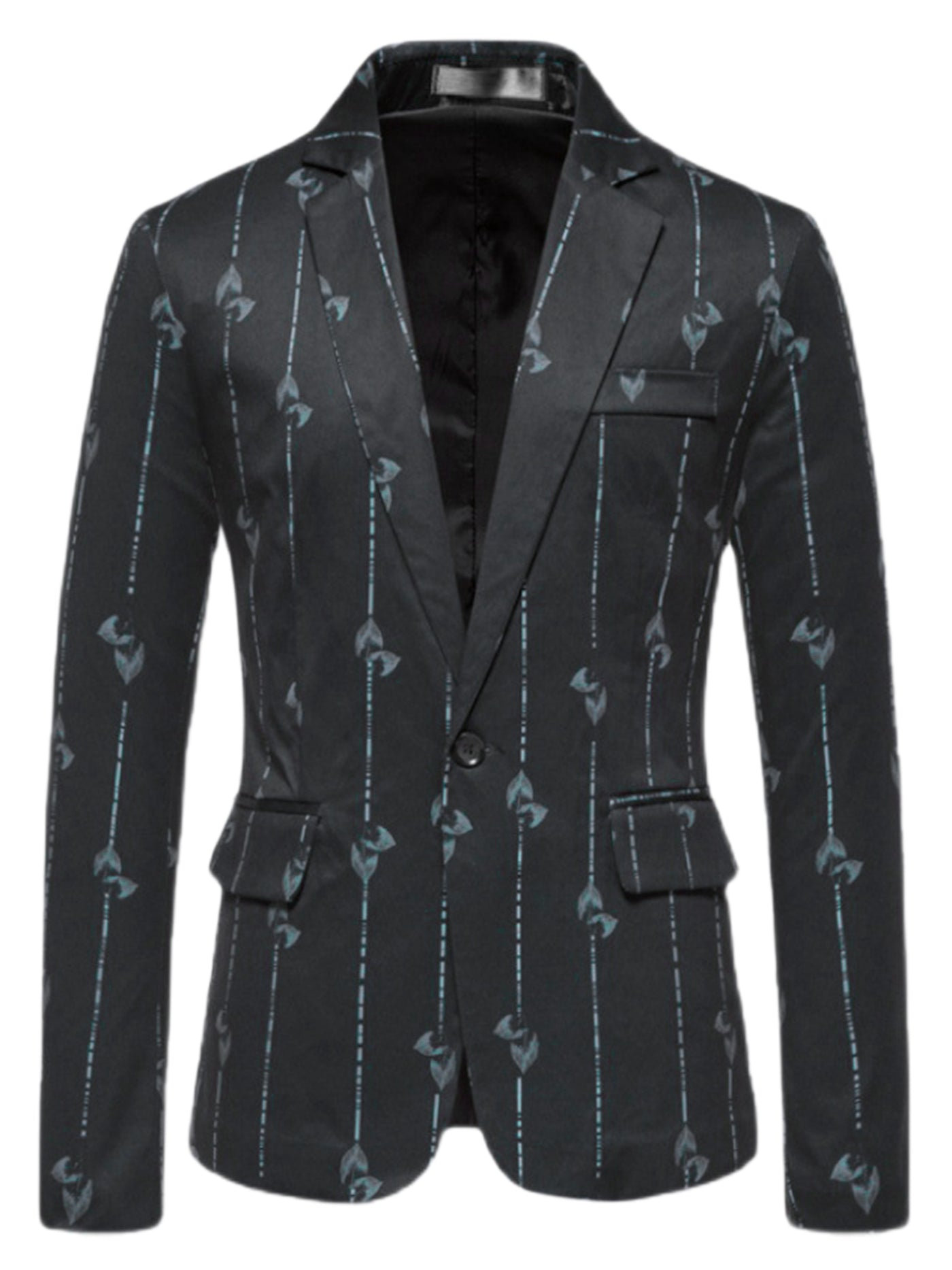 Bublédon Men's Leaf Blazer Striped Slim Fit One Button Prom Party Sports Coat