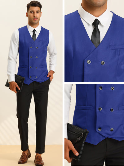 Men's Suit Vest Double Breasted Slim Fit Formal Wedding Waistcoat