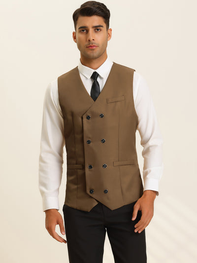 Men's Suit Vest Double Breasted Slim Fit Formal Wedding Waistcoat