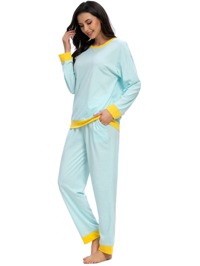 Sleepwear Round Neck Soft Loungewear with Pants Pajama Set