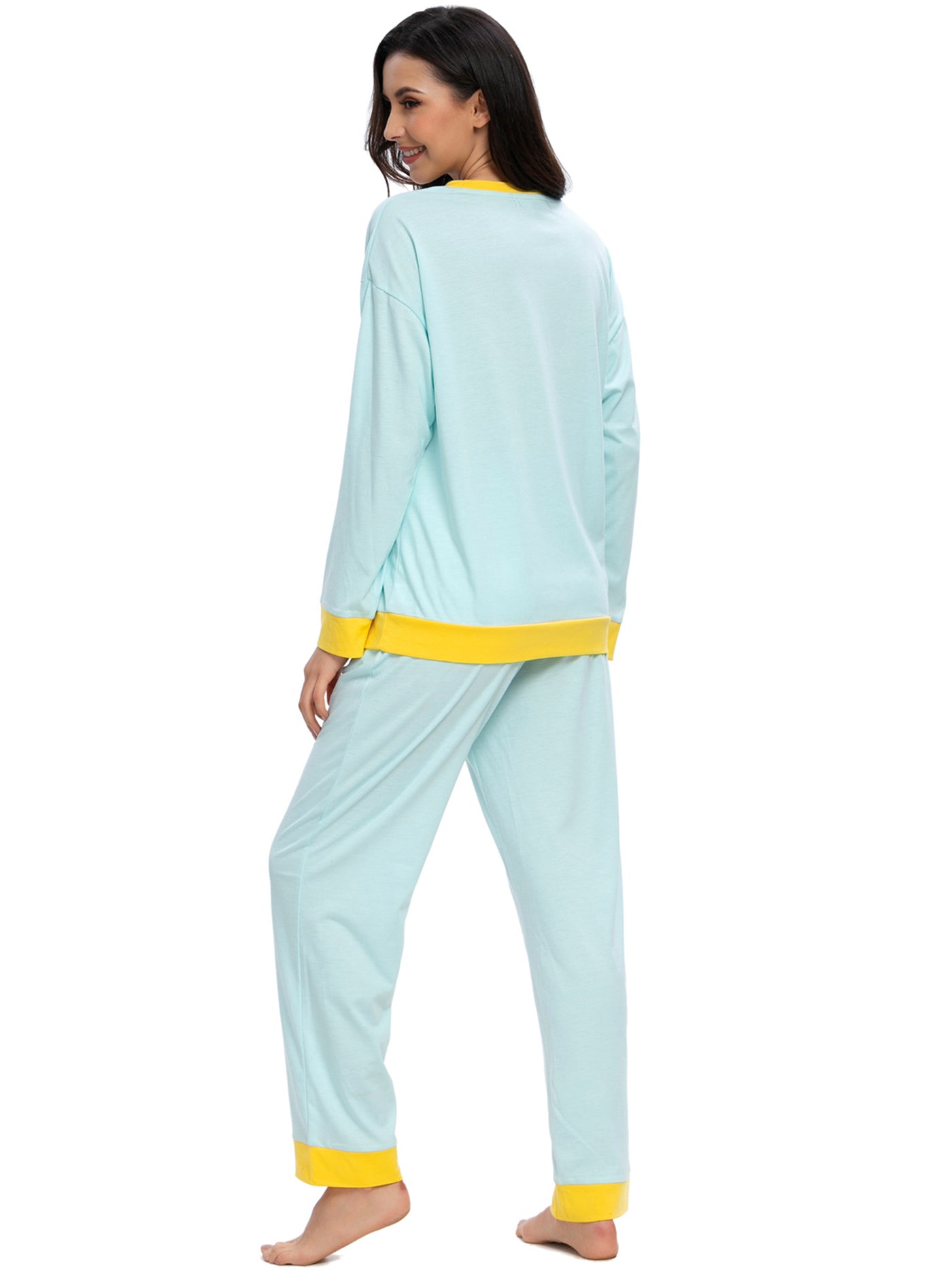 Bublédon Sleepwear Round Neck Soft Loungewear with Pants Pajama Set