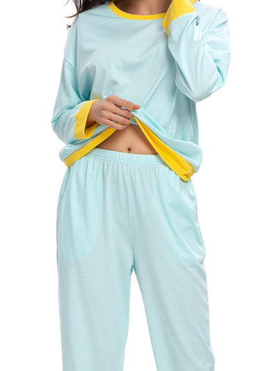 Sleepwear Round Neck Soft Loungewear with Pants Pajama Set