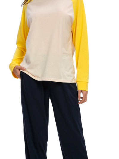Sleepwear Round Neck Nightwear with Pants Loungewear Pajama Set
