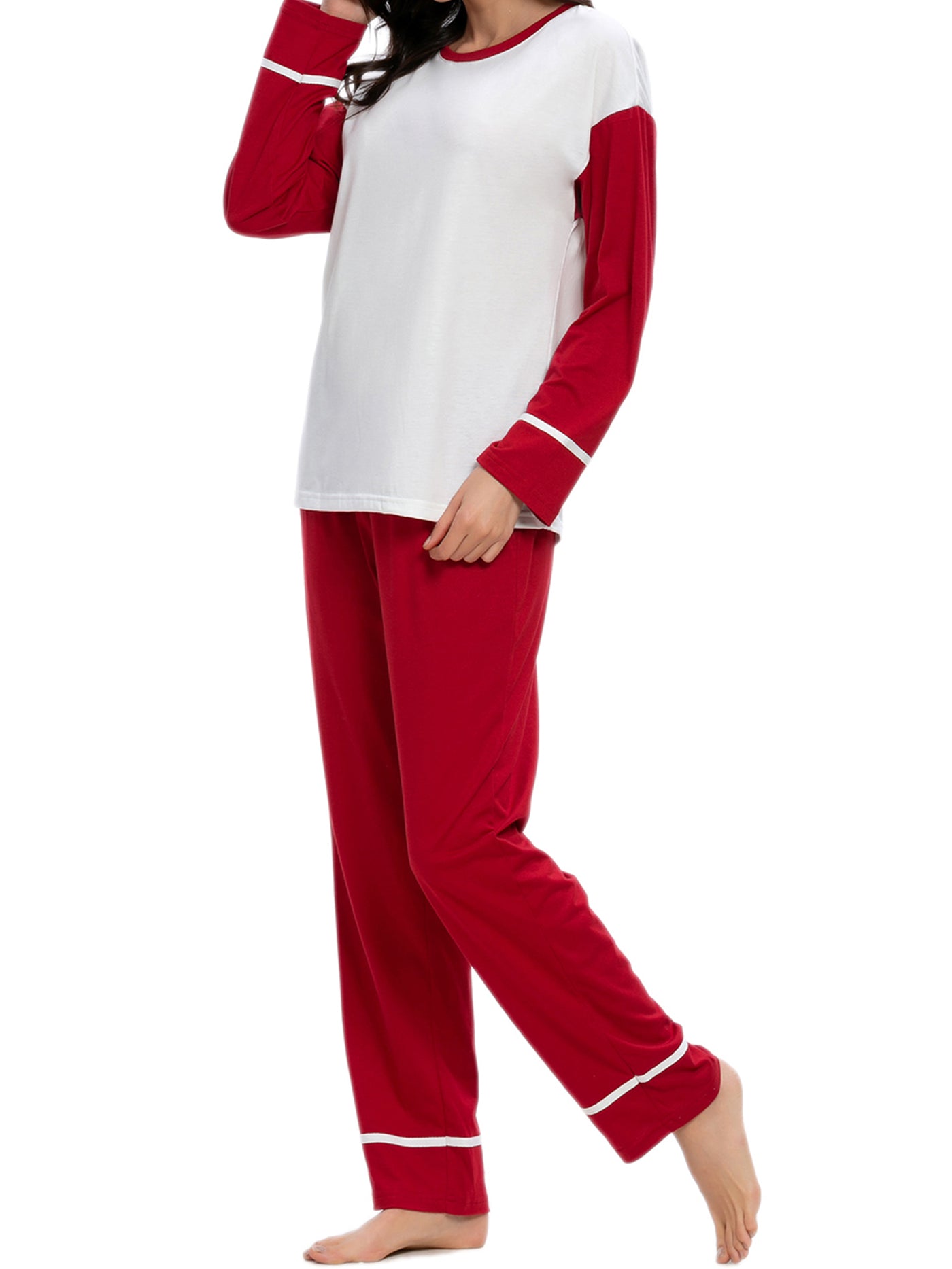 Bublédon Sleepwear Round Neck Nightwear with Pants Loungewear Pajama Set