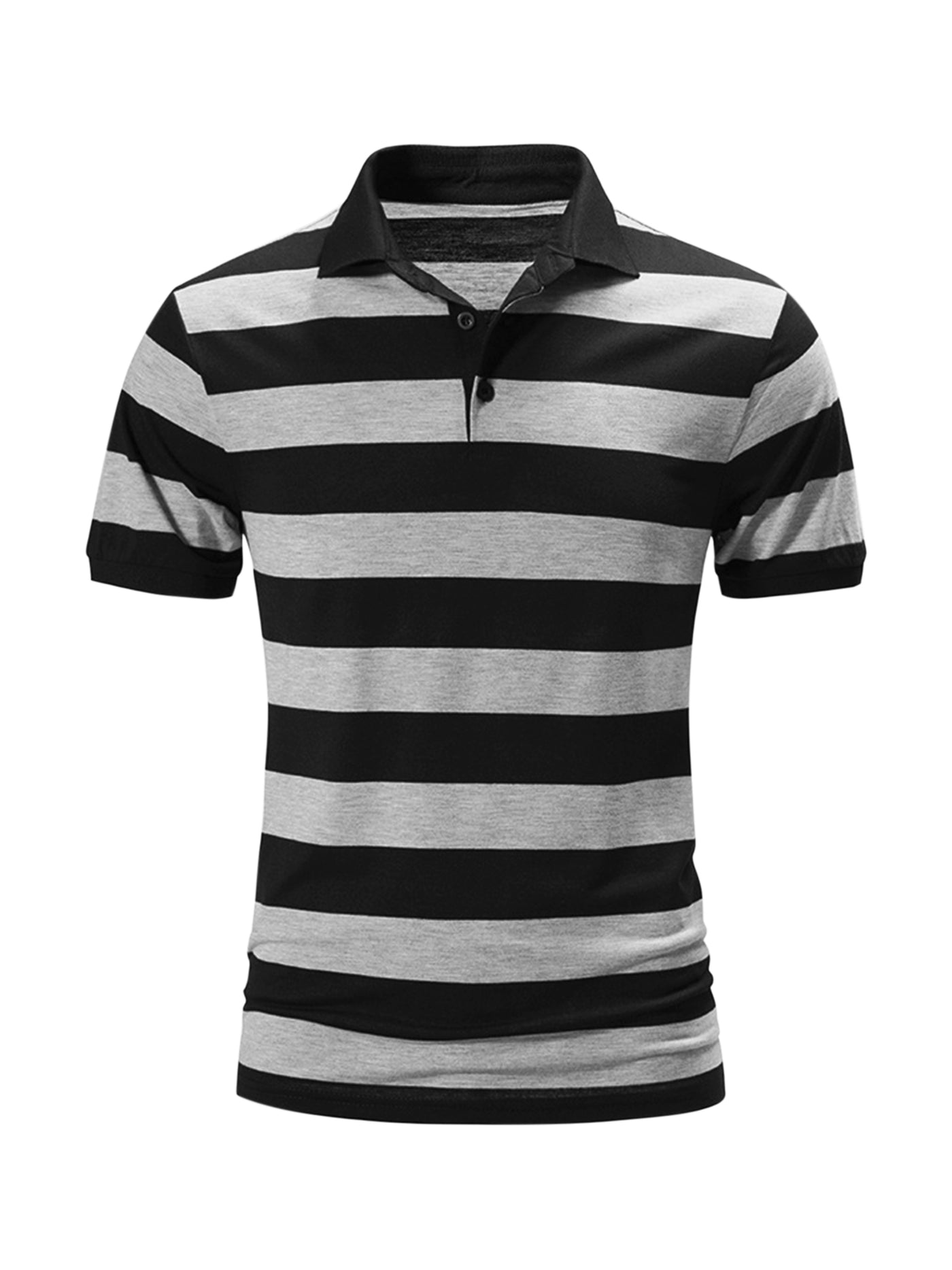 Bublédon Striped Shirts for Men's Point Collar Short Sleeve Casual Golf Polo Shirt