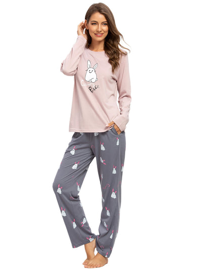 Sleepwear Pjs Lounge Round Neck Pants Nightwear Pajama Set