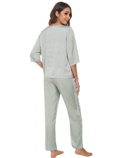 Women's Satin Sleepwear Long Sleeves Pajama Set