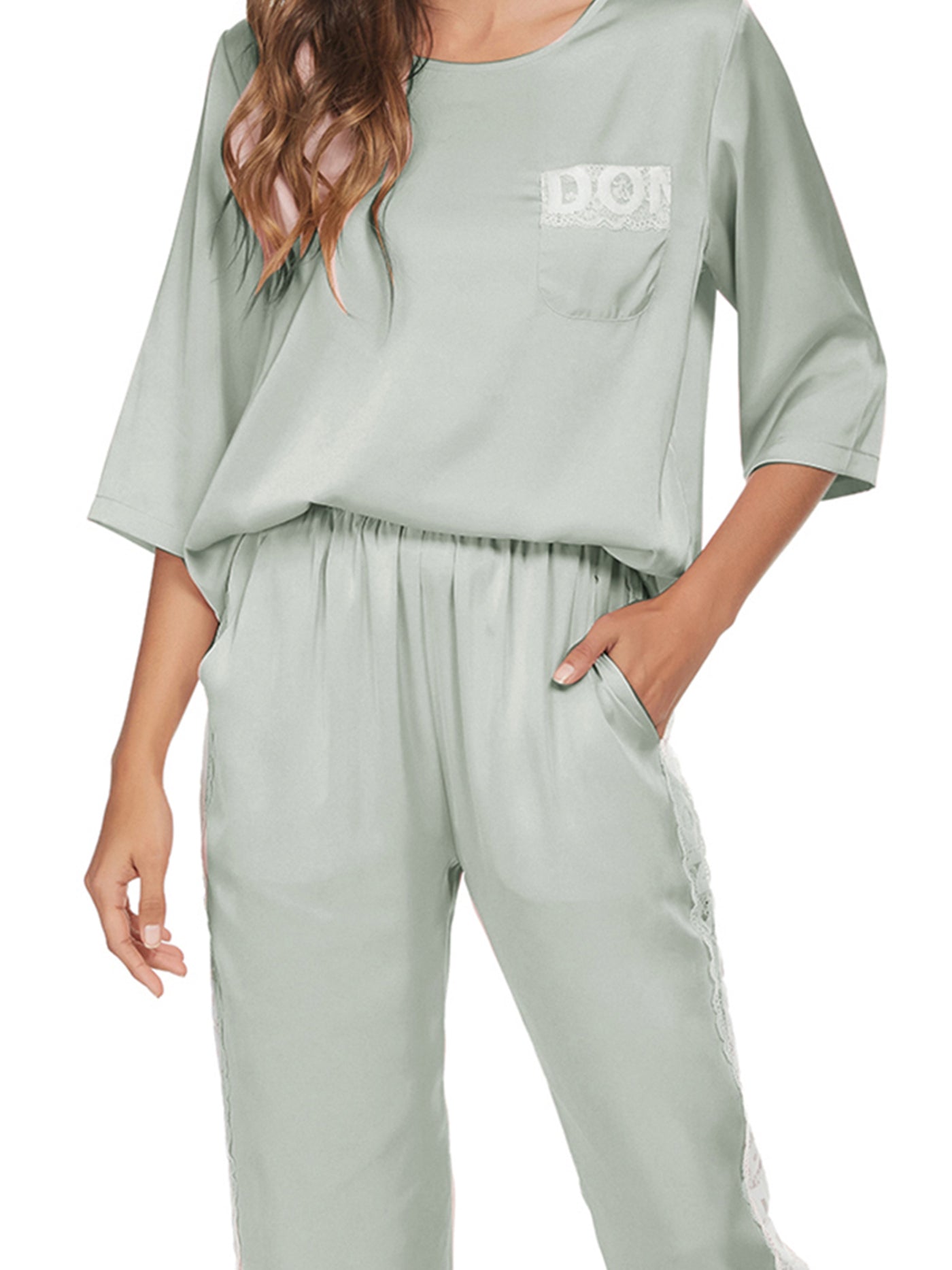 Bublédon Women's Satin Sleepwear Long Sleeves Pajama Set