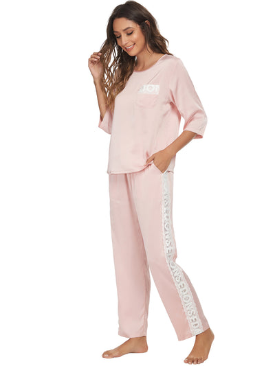 Women's Satin Sleepwear Long Sleeves Pajama Set
