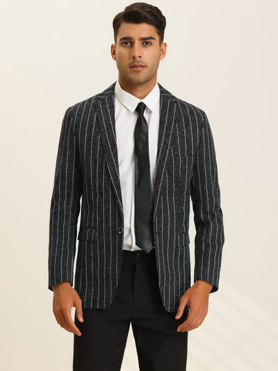 Men's Striped Notch Lapel Slim Fit One Button Prom Stripe Blazer