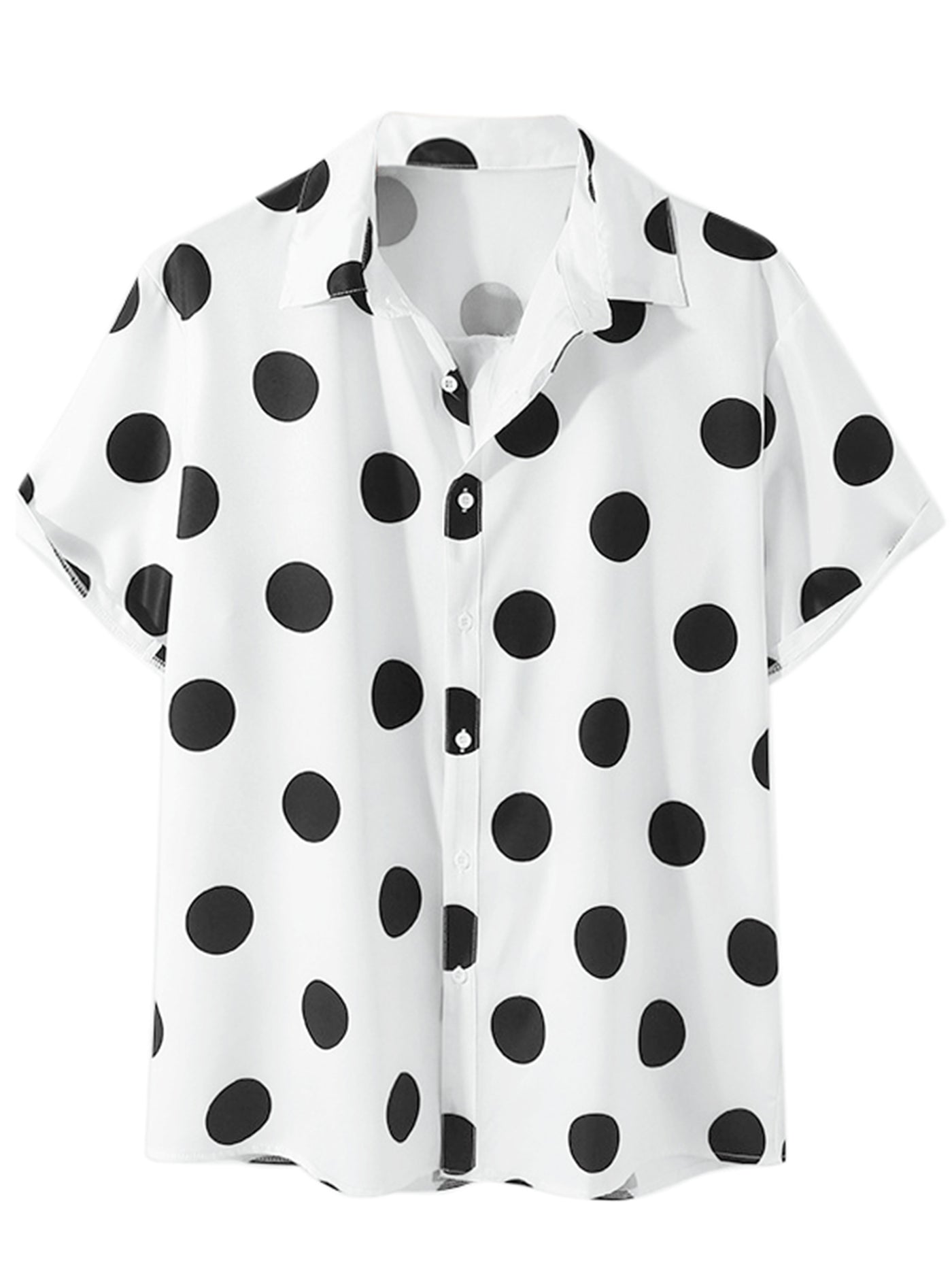 Bublédon Beach Polka Dots Printed Shirt for Men's Button Down Short Sleeves Casual Shirts