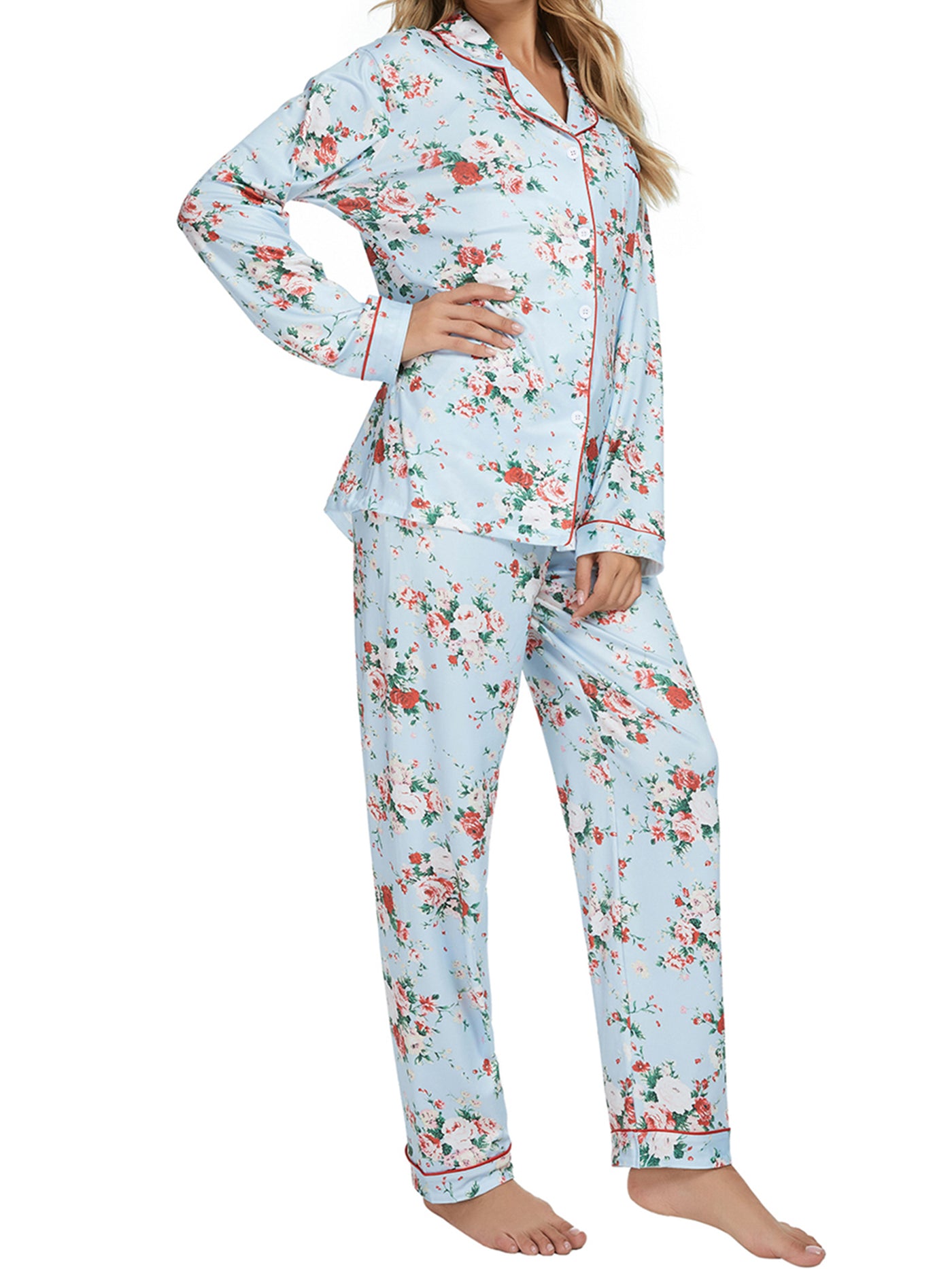 Bublédon Women's Sleepwear Cute Print Long Sleeve Pajama Set
