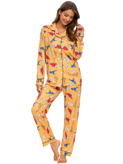 Women's Sleepwear Cute Print Long Sleeve Pajama Set