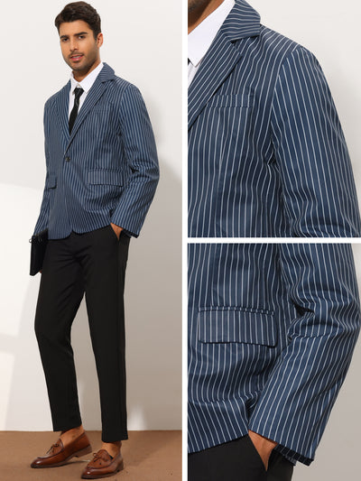Men's Striped Notch Lapel Classic Fit Color Block Formal Blazer