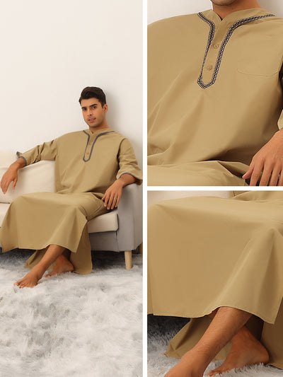 Men's Nightshirt Short Sleeves Button Loose Fit Pajamas Loungewear Gown Nightwear