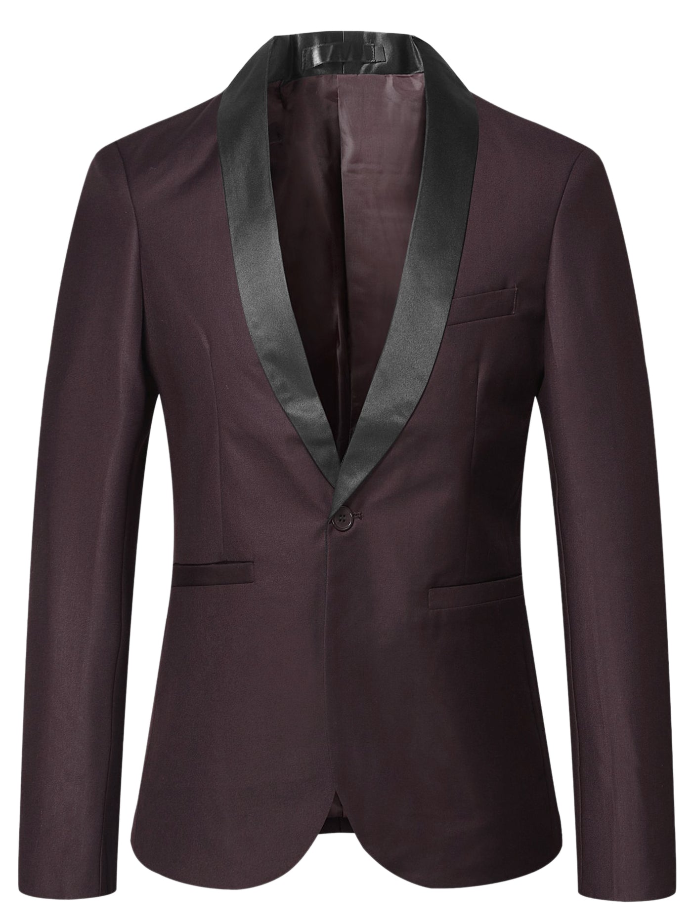 Bublédon Men's Shawl Lapel Blazer Slim Fit One Button Prom Party Business Sports Coat