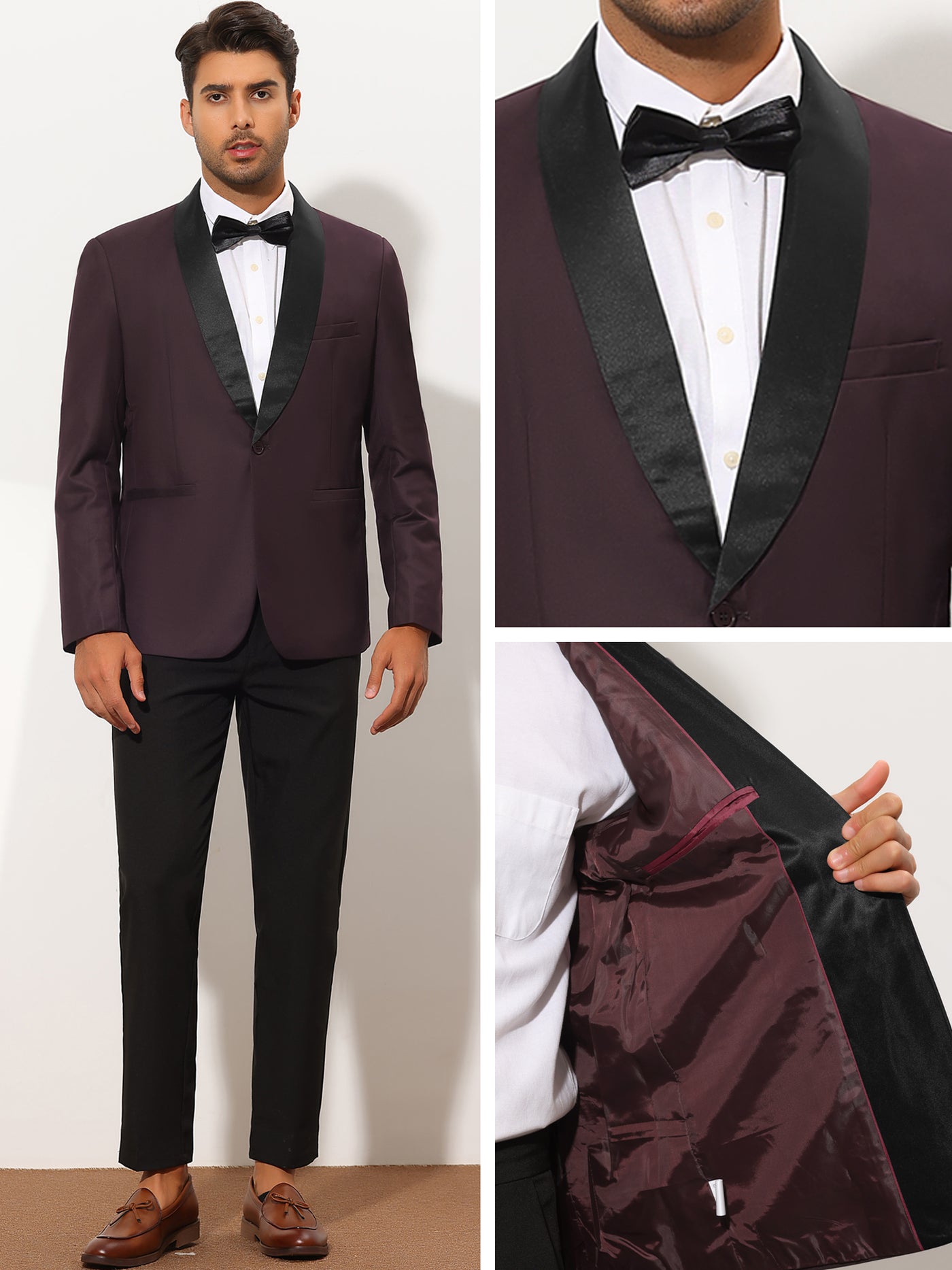 Bublédon Men's Shawl Lapel Blazer Slim Fit One Button Prom Party Business Sports Coat