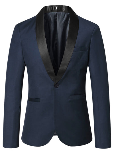 Men's Shawl Lapel Blazer Slim Fit One Button Prom Party Business Sports Coat