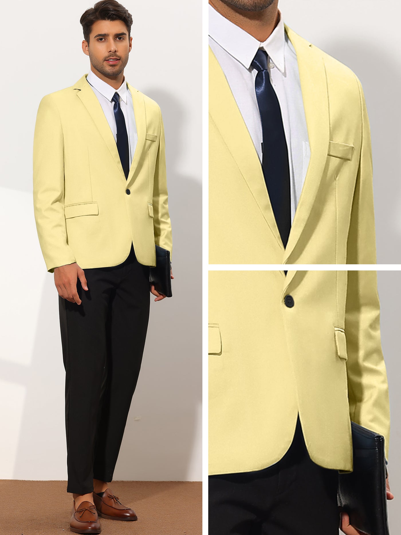 Bublédon Men's Sports Coat Slim Fit One Button Formal Prom Blazer Suit Jacket