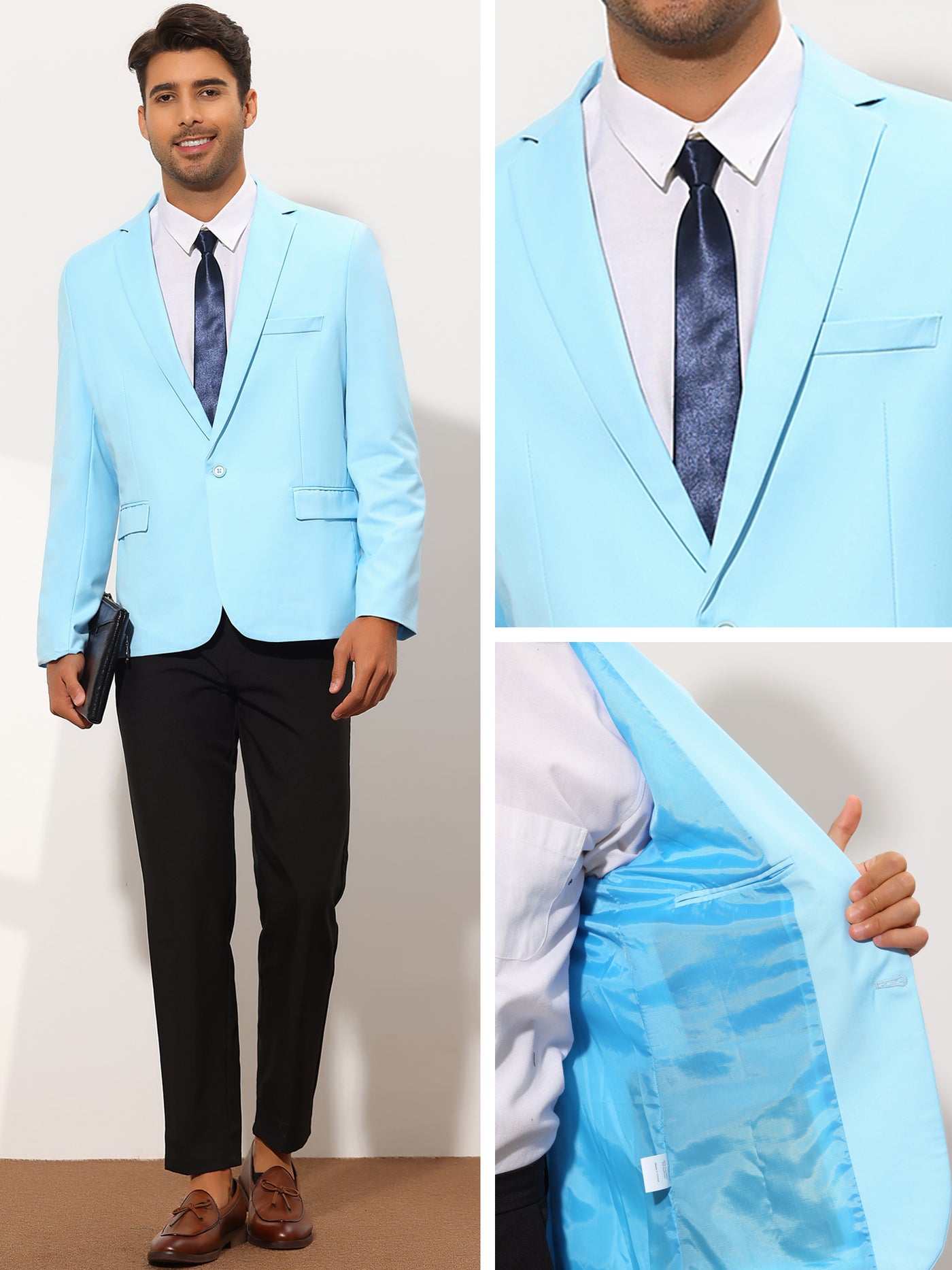 Bublédon Men's Sports Coat Slim Fit One Button Formal Prom Blazer Suit Jacket