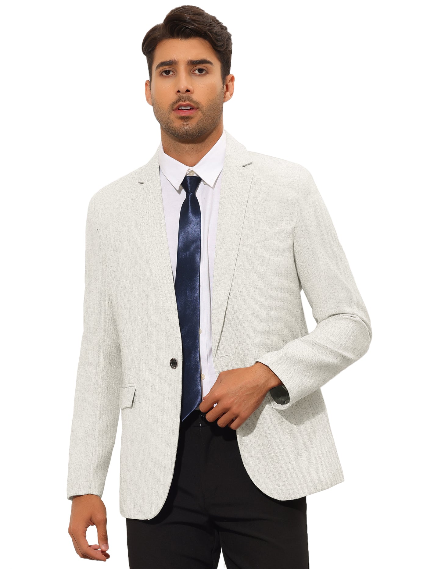 Bublédon Men's Blazer Slim Fit Notched Lapel Wedding Business Suit Jacket Sports Coat