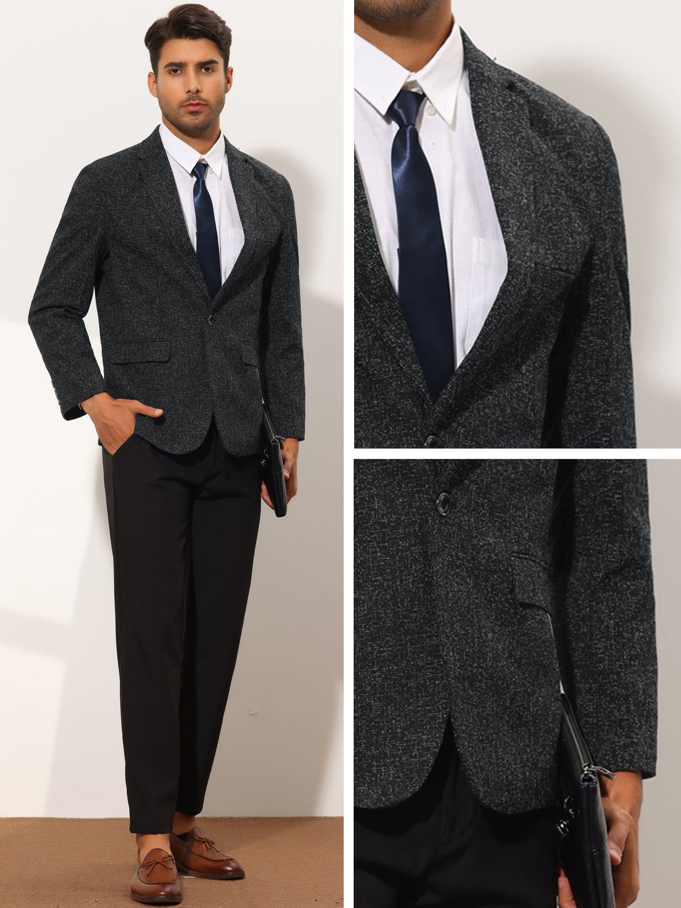 Bublédon Men's Blazer Slim Fit Notched Lapel Wedding Business Suit Jacket Sports Coat